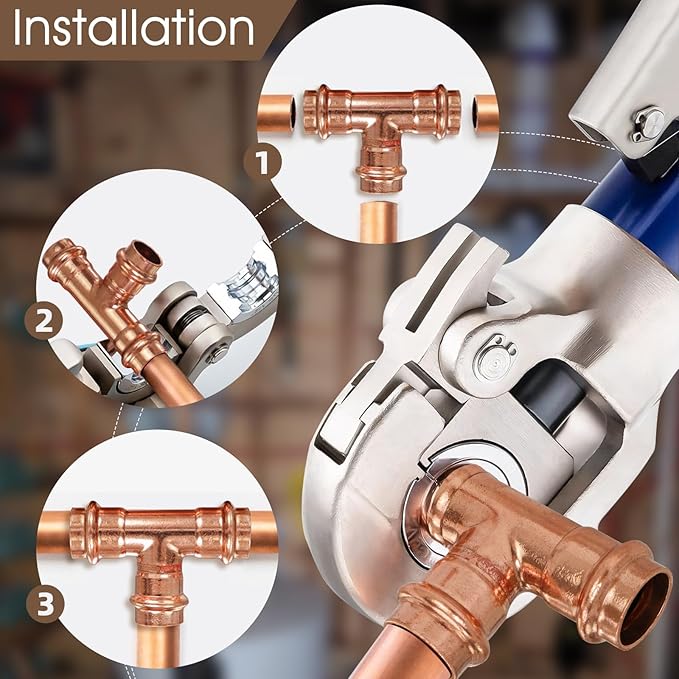 Copper Press Fittings Tee 3/4" Copper Press Tee Fitting, Zero Lead 3/4" x 3/4" x 3/4" Coppers Press Fit Equal Tees for Coppers Tube Connection,OD 7/8”,Use with Hydraulic Press Fitting Tool,6PCS