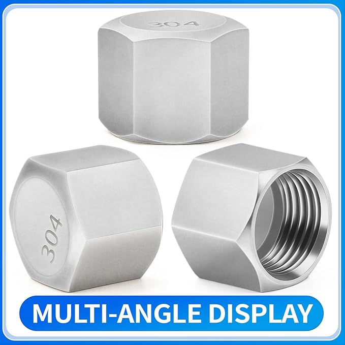 ChillWaves 304 Stainless steel Pipe Fitting, Hex End Cap Pipe Fitting，1-1/4" NPT Female，Thread Adapter(1-PACK)