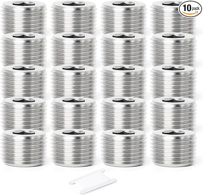 TAISHER 10PCS 304 Stainless Steel Internal Hex Thread Socket Pipe Plug Fitting 3/8" NPT Male