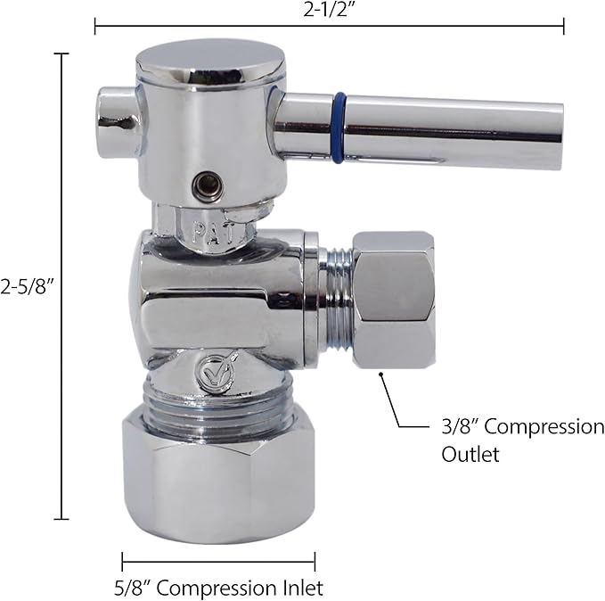 Westbrass R105BL-2-07 1/4-Turn Lever Handle Angle Stop Shut Off Valve, 5/8" OD x 3/8" OD, Satin Nickel (2-Pack)