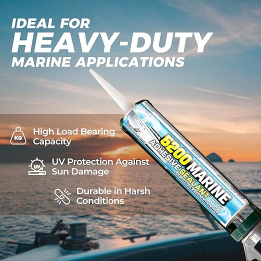 5200 Marine Sealant for Boats & RVs-Fast-Cure (30 Mins), Waterproof, UV-Resistant, High-Bond Adhesive Sealant for Hulls, Decks, Fiberglass, Wood & Metal-Eco-Friendly, Low Odor, with Gloves&Nozzle(2)