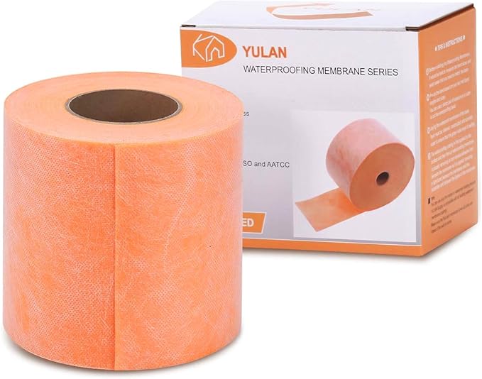 Waterproofing Membrane Band Roll, 30Mils Thick, 5Inch X 98.5Ft Tile Floor Underlayment Waterproofing Polyethylene Fabric Waterproof Membrane for Tiles, Shower Walls, Bathroom Floors