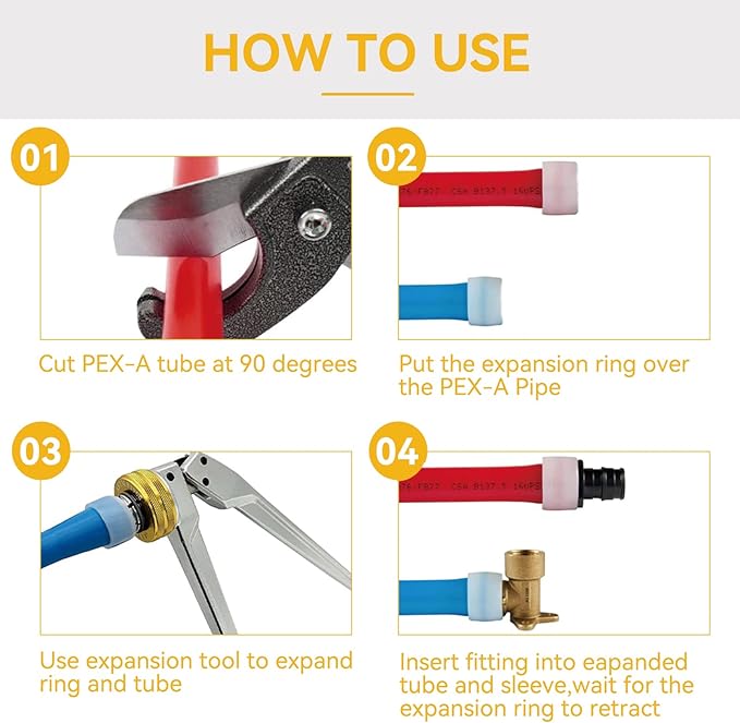 PEX A Expansion Fitting,1/2 Inch F1960 Expansion Brass Tee,10 Pack 1/2" Tee(PEX1960041)