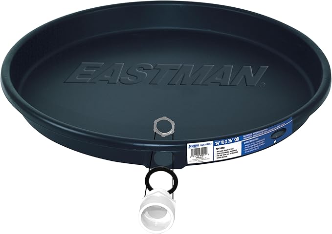 Eastman Water Heater Drain Pan with PVC Fittings, 24 Inch ID x 26 Inch OD Compression, 60082