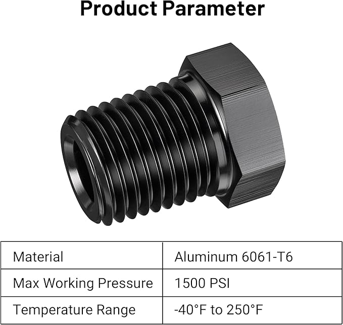 EVIL ENERGY 1/4" NPT Plug Male Hex Head Fitting Adapter Aluminum Black