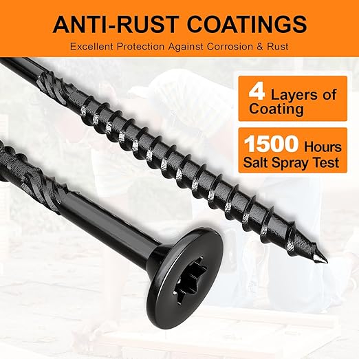 #10 x 2-1/2” Deck Screws, 316Pcs Star Drive Wood Screws, Rust Resistant Timber Screws for Timber/Log/Landscaping Wood, T25 Star Bit Included, Black