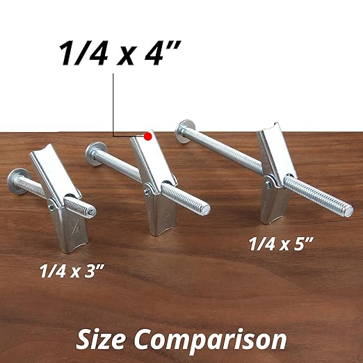 HASWARE Toggle Bolt Zinc Plated Steel and Wing Nut for Hanging Heavy Items on Drywall 1/4x4 (8 Pack)