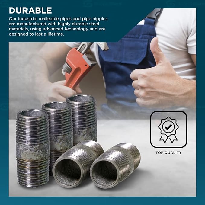 Supply Giant OQHM1435-10 Steel Nipple Pipe, 1/4'' x 3-1/2'', Galvanized