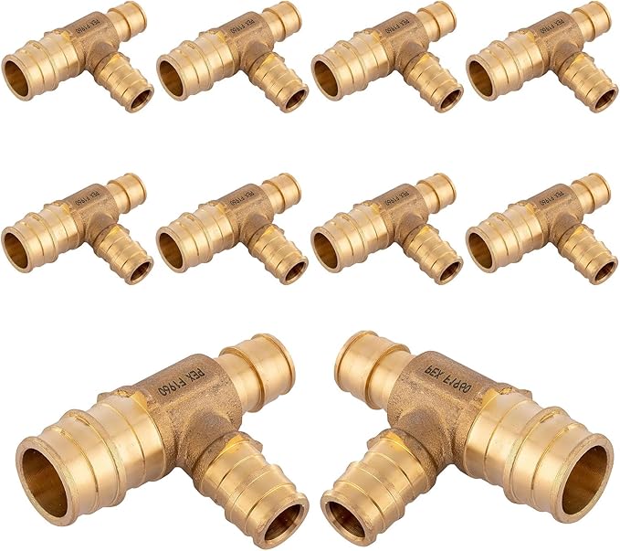 (10-Pack) Seelink 3/4" x 1/2" x 1/2" PEX-A Tee Expansion Fittings, for PEX Tubing Pipe Hose Fittings, ASTM F1960(PEX1960047-10Pack)