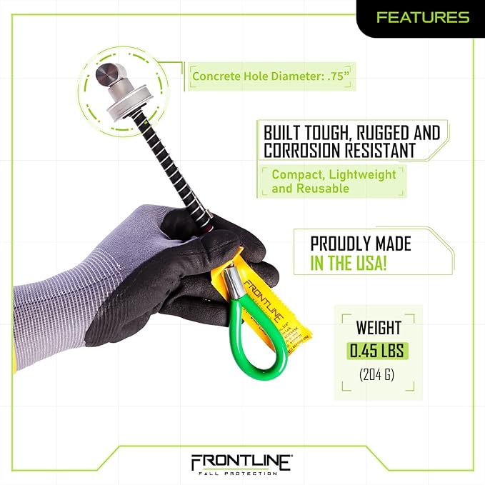 Frontline COT345K Reusable 5K Concrete and Steel Anchor Toggle Bolt | Removable Trigger Anchor | ANSI, OSHA & EN Compliant | Built tough, rugged and corrosion resistant
