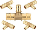 (5-Pack) Seelink PEX-A Expansion Fittings, 1" x 1" x 3/4" PEX-A Tee, Brass Expansion Pipe Fittings, for PEX Tubing Pipe Hose Fittings, ASTM F1960