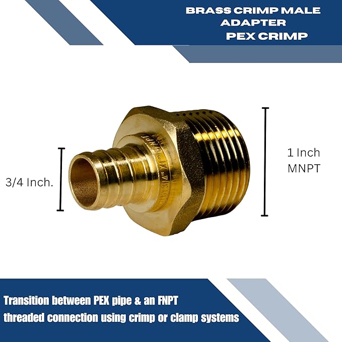 XFITTING 3/4 inch Pex x 1 inch Male NPT Adapter, 24-4-7=2X, 2 Pieces