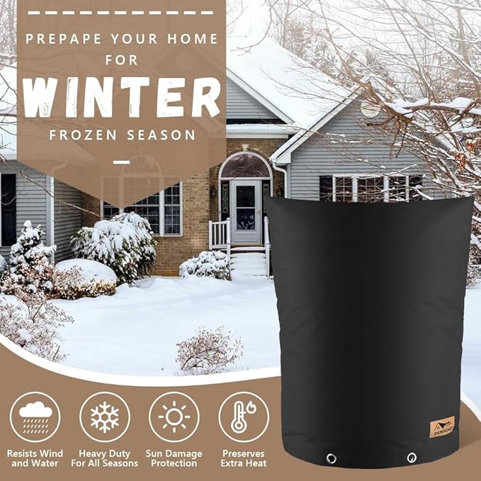 Backflow Preventer Insulation Cover - Water Pipe Insulation Sprinkler Cover for Outside - Insulated Backflow Cover Pouch for Irrigation Back Flow Valve in Winter or Sun Exposure (25"W x 30"H, BLACK)