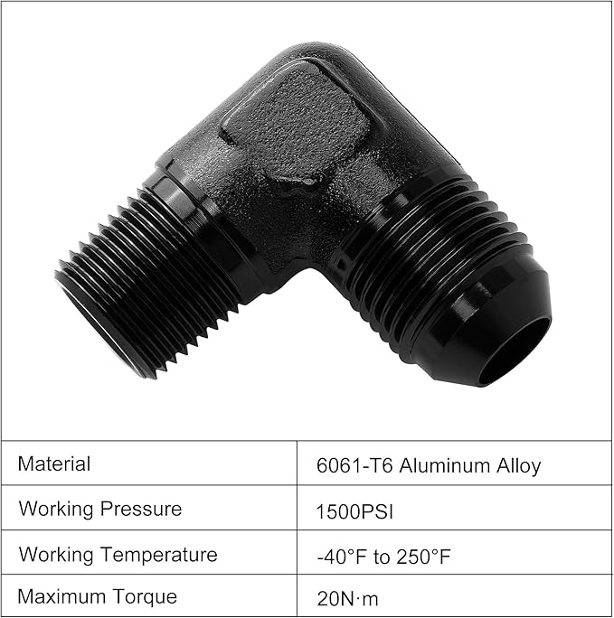 EVIL ENERGY 8AN to 3/8" NPT Male 90 Degree Fitting Adapter Aluminum