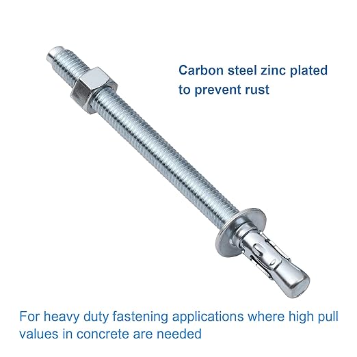 1/2 inch x 5-1/2 inch - 40 Pieces Wedge Anchor Zinc Plated Heavy Duty Fastener for Concrete