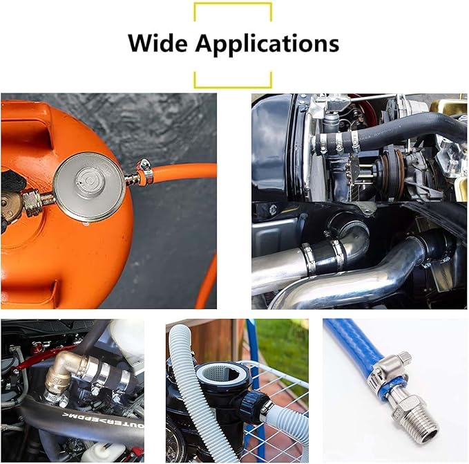 Hose Clamp-20pcs Stainless Steel Hose Clamps Adjustable 3/8''-5/8''(10-16mm) Worm Gear Hose Clamp,Metal Fuel Line Pipe Clamp for Fuel Line,Plumbing,Mechanical Applications,Radiators,Garden etc.