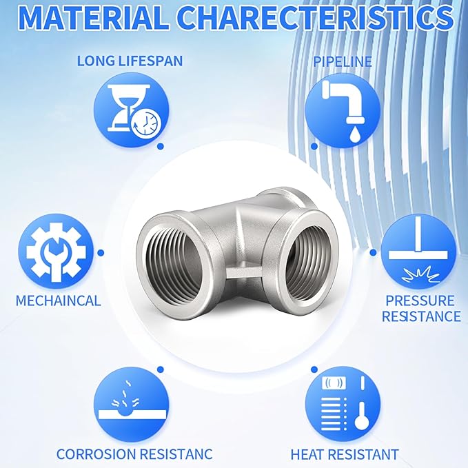 ChillWaves 304 Stainless Steel Pipe Fitting, Tee 1-1/2" x 1-1/2" x 1-1/2" NPT Female Thread Adapter(1-PACK)