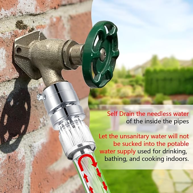 Self-Draining Vacuum Breaker, 1-1/16" Female Fine Thread Vacuum Breaker, PK1390 No Lead Brass Hose Bib Vacuum Breaker, for Providing you with Healthy Portable Water (NOT fit 3/4" GHT Bibcock)