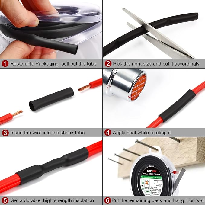 Chanzon 2:1 Ratio 1/24" (1mm) Heat Shrink Tubing 8Ft Roll (2.5M Total Length) Brown Polyolefin Sleeving Wrap Shrinking 2 to 1 1pcs