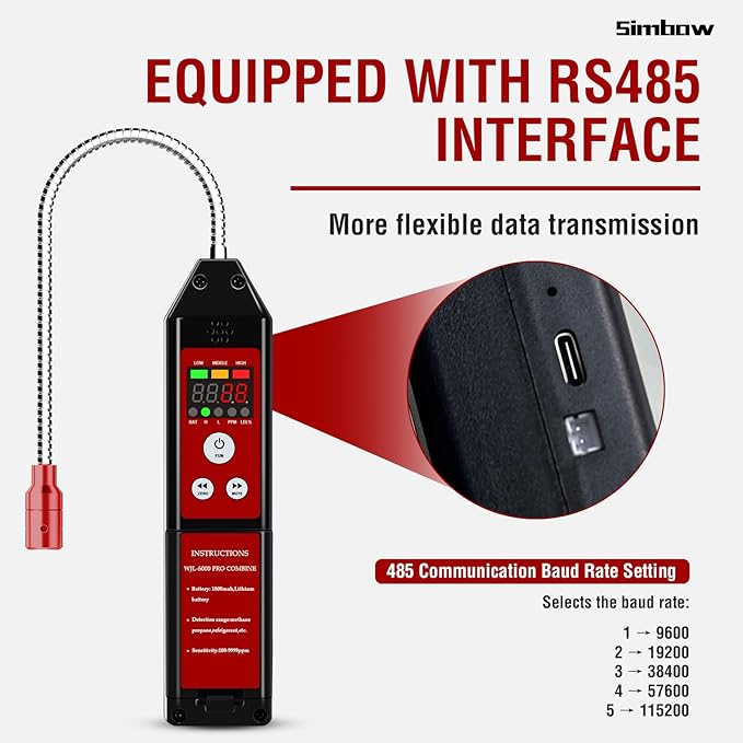 Refrigerant Leak Detector, WJL-6000 PRO HVAC Freon Leak Detector Halogen Freon Sniffer Rechargeable Air Conditioning Detection for CFCs, HCFCs, HFCs, HFOs, HCs