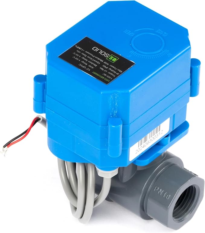 U.S. Solid 1/2 inch UPVC Motorized Ball Valve - AC 85V-265V Plastic Electrical Ball Valve with Full Port, 2 Wire Auto Return, Normally Closed