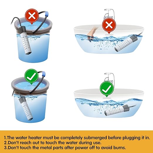 2000W Immersion Water Heater for Pool and Bucket Use, Rapid Heating with Digital LCD Thermometer, Anti-Scald 304 Stainless Steel Guard, Portable&Submersible, Heats 5 Gallon Water in Minutes