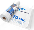 White Crawl Space Vapor Barrier, 16 Mil Vapor Barrier, 10' x 50', White Thick Plastic Sheeting, Heavy Duty Polyethylene Film, White Plastic Drop Cloth Covering for Crawlspace, Basement