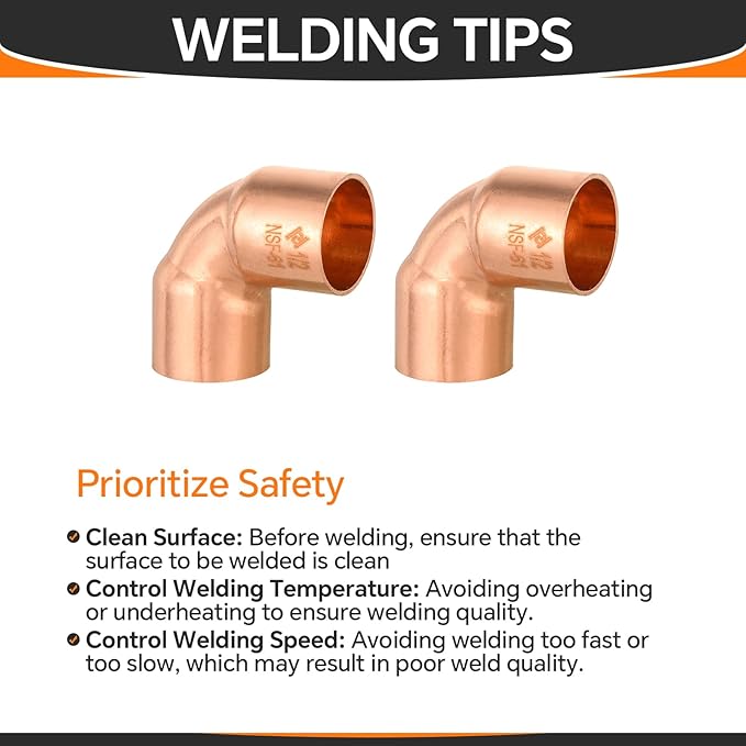 HeSun 150-Pack Copper Fittings, 1/2-Inch Short Radius 90-Degree Copper Elbow, C x C with Sweat Solder Connection