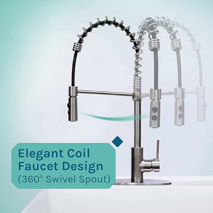 Utility Sink Extra-Deep Laundry Tub in White with High-Arc Stainless Steel Coil Pull-Down Sprayer Faucet, Integrated Supply Lines, P-Trap Kit, Heavy Duty Floor Mounted Freestanding Wash Station