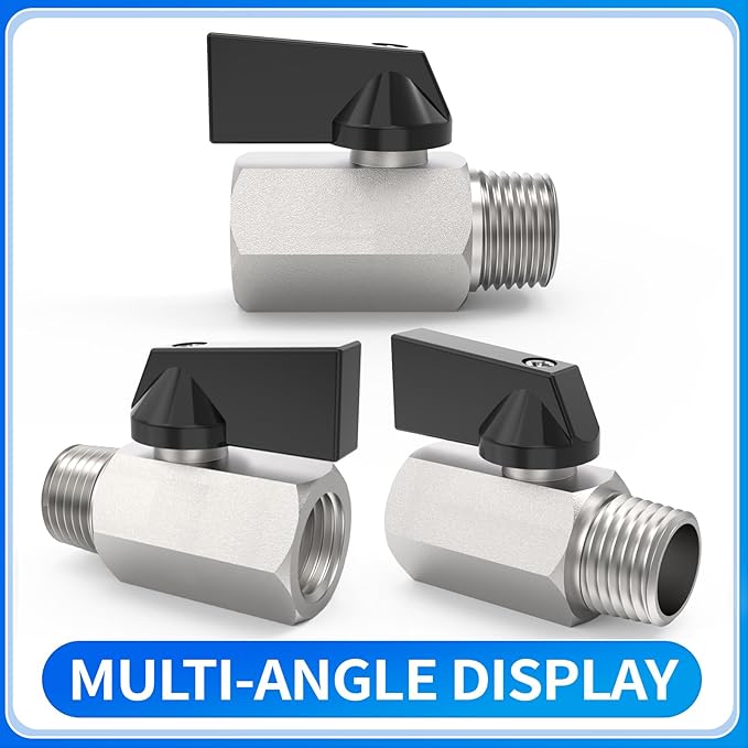 ChillWaves Brass Mini Ball Valve, Shut Off Switch Ball Valve 1/4" NPT Male x 1/4" NPT Female Thread Pipe Fitting(4-PACK)