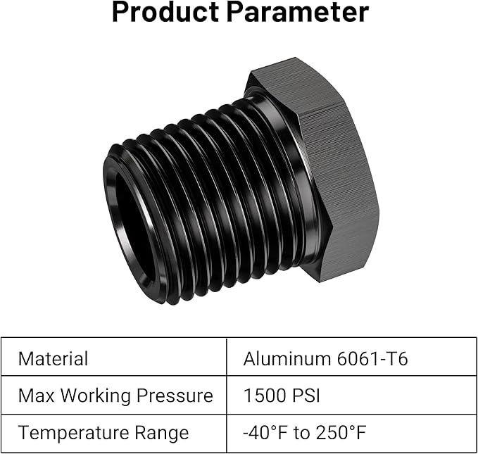 EVIL ENERGY 1/2" NPT Plug Male Hex Head Fitting Adapter Aluminum Black