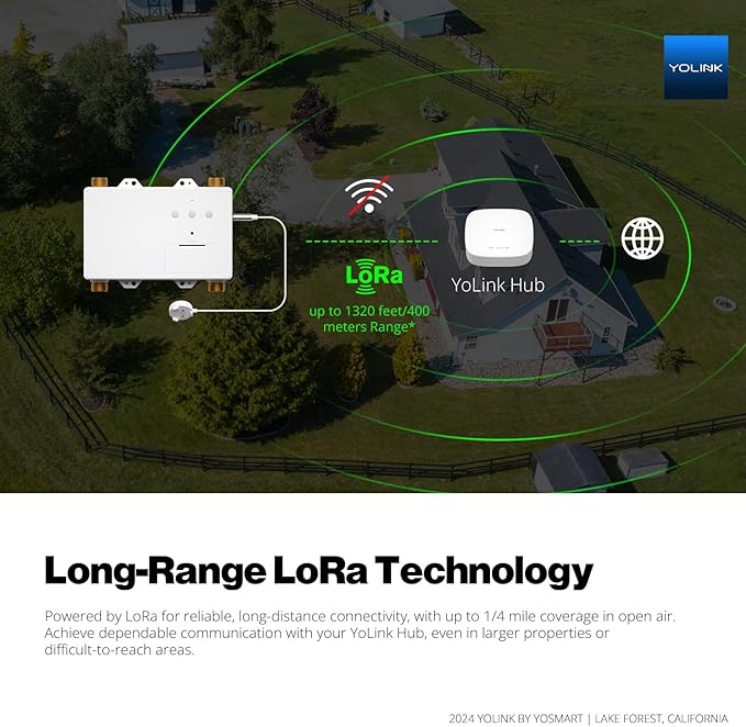 YoLink LeakStop 2-Channel for Sinks/Washing Machine, Dual Auto Shutoff Valves & Leak Detection, Real-Time Monitoring, LoRa Long-Range, 2 AA Up to 5-Year Battery – Hub Required