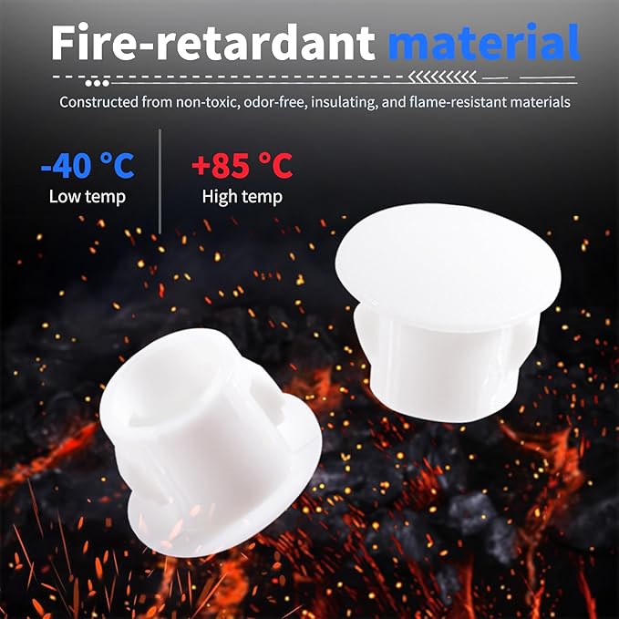 25 Pcs OD 0.307"(7.8mm) White Hole Knockout Locking Plugs,Plastic Nylon Round Drilling Hole Plugs,Flush Type Panel Round Snap in Fastener,Tube Fastener Cover for Furniture Insert End Caps