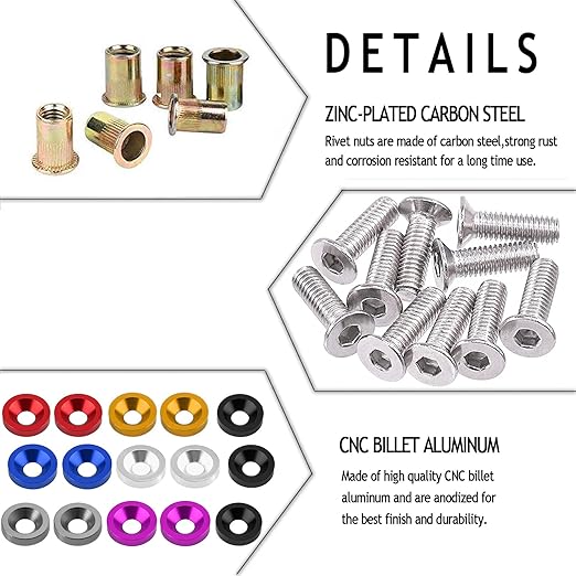 20-Piece Engine Dress up Kit: Aluminum Washers, Bolts & Rivet Nuts (Red)