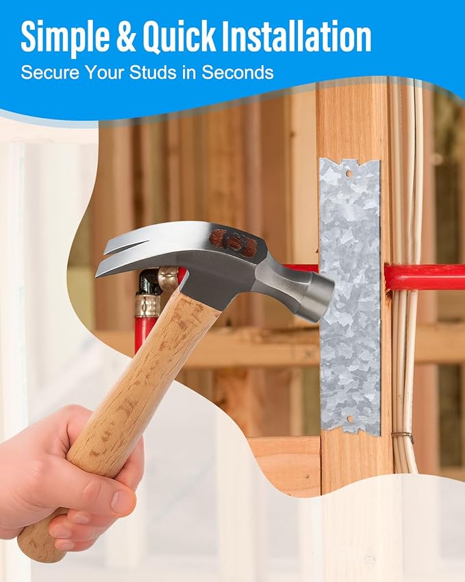 30 Pack Nail Protection Shield for Wood Studs, 6 x 1.5 Inch Cable Wire Protector, Metal Anti-Nail Plates with Pointed Prong for Plumbing & Wiring Protection(Snowflake Silver)