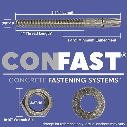 CONFAST 3/8" x 2-1/4" Galvanized Wedge Anchor (Box of 50)
