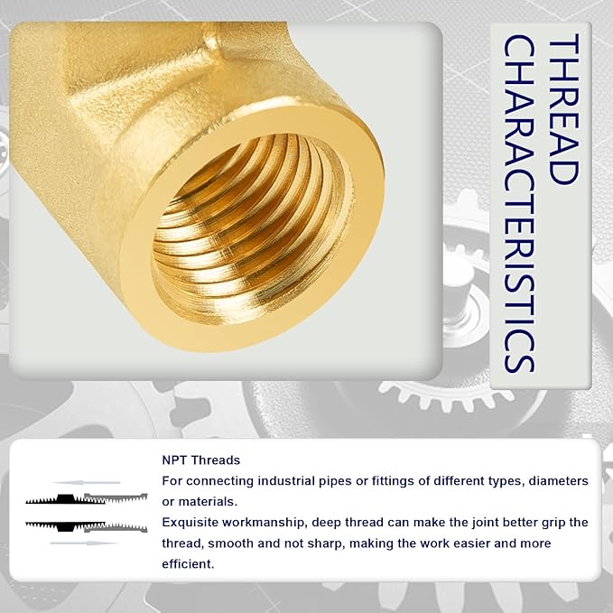 ChillWaves Brass Pipe Fitting, 90 Degree Barstock Street Elbow 1/8" NPT Female x 1/8" NPT Male Thread Adapter(5-PACK)