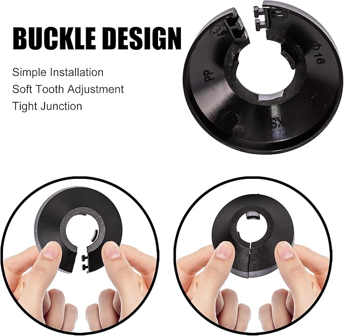 6 Pcs Fit 3/4 Inch Flange Water Pipe Cover Decoration black 20mm(0.79 Inch) Plastic PP escutcheon plate 3/4 inch Cover for Wall Pipe Tube Decoration
