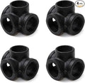 1" Black 4-Way Side Outlet Tee, Home TZH 4-Pack 4-Way Corner Cast Black Malleable Iron Pipe Fitting for Industrial Pipe, Furniture and DIY Decoration (4, Black 1 Inch)