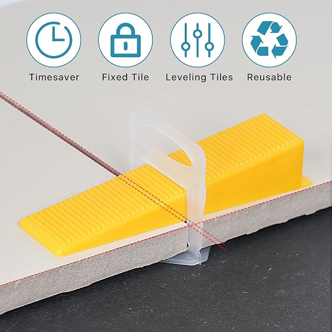 Upgraded Tile Leveling System 1/8" Kit - 600 Spacers, 200 Reusable Wedges & Floor Tile Pliers for Bathroom, Living Room Tile Installation(200+600, 1/8)
