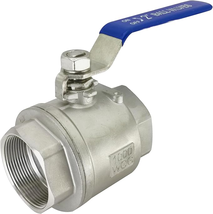 2" NPT Full Port Heavy Duty Ball Valve Stainless Steel 304 For Water,Oil and Gas with Blue Handles（1000WOG）