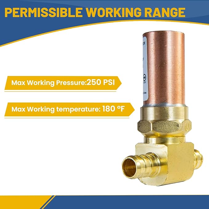Water Hammer Arrestor,1/2Inch Tee Copper Water Arrestor,Pex Crimp Connection(20PACK,Copper Arrestor)(HAMMER010-20Pack)