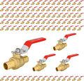 100-Pack Foskan 3/4 Inch PEX Crimp Full Port Ball Valve with Red Handle, Brass Quarter Turn Shut-off Valve for PEX Tubing