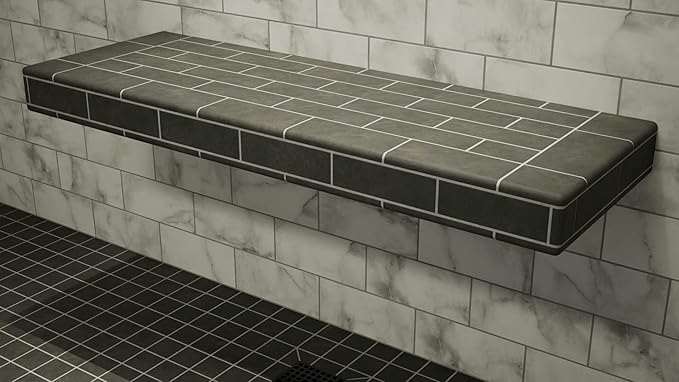 Floating Shower Bench Kit with Orange Waterproof Board - Original Shower Bench Bracket, Bath Bench Seat Bathroom Décor, Bathroom Accessories (12X72)