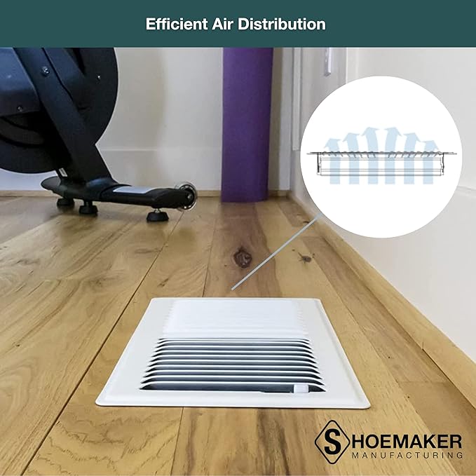 Shoemaker 4x12 Floor Register – Soft White Heavy Duty Metal Floor Vent Cover for Home Floors - Premium Forced Air Vent Covers