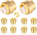 HeSun 10-Pack Pushfit Plug (End Cap), 1-Inch Push to Connect Plumbing Fittings with Disconnect Clip, Brass Push-fit Fittings for PEX, Copper, CPVC, PE-RT Pipes