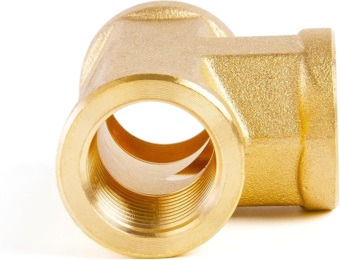 ChillWaves Brass Pipe Fitting, Tee 3/8" x 3/8" x 3/8" NPT Female Thread Adapter(3-PACK)