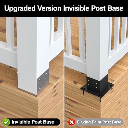 8"x 8" Post Base, 1Pcs Stainless Steel Adjustable Post Anchor Bracket(Internal 7.5" x 7.5"), Adjustable Post Base for Pavilion Deck Porch Handrail Railing Support Decorative Anchor Plate