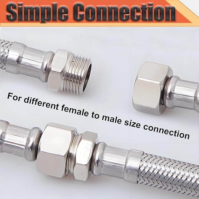 3/8" NPT Male to 1/4" NPT Female Reducer Bushing, 304 Stainless Steel Pipe Hex Bushing NPT Male to Female Reducing Adapter Pipe Fitting for Reducing Pipe (3/8mnpt x 1/4fnpt)