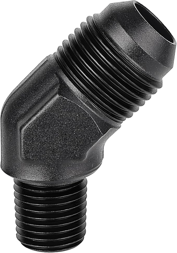 EVIL ENERGY 8AN Male Flare to 1/4" NPT Pipe 45 Degree Fitting Adapter Aluminum Black